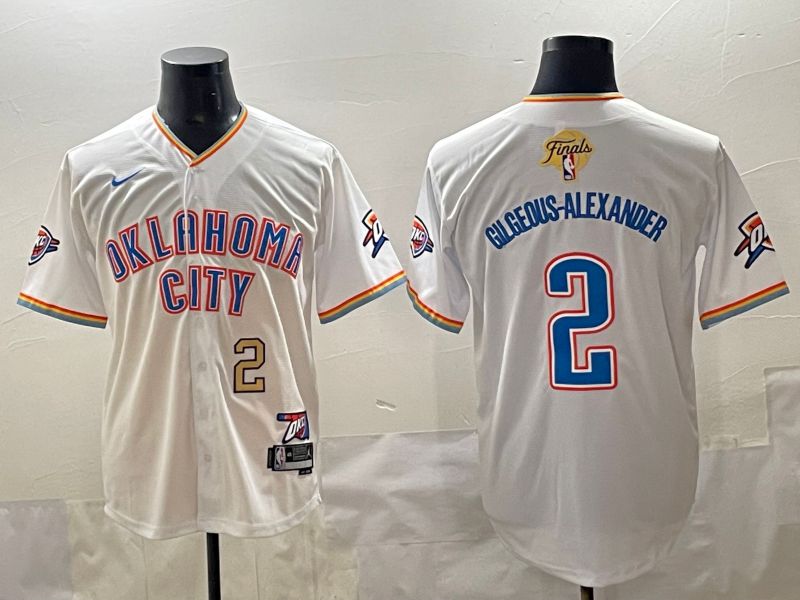 Men 2025 Oklahoma City Thunder #2 Gilgeous-Alexander White Nike Joint Name NBA Jersey style 13